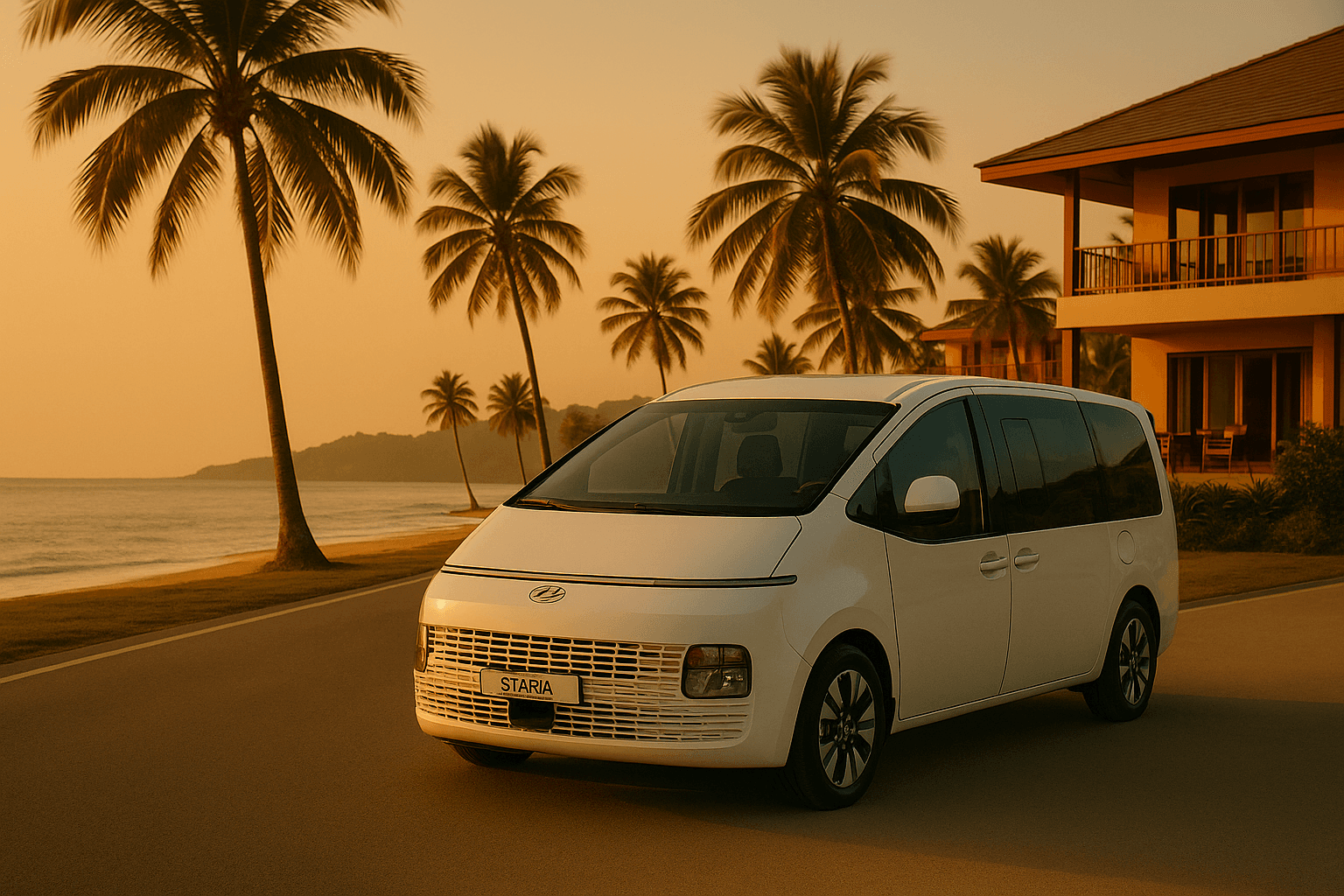 Private van hire service Siargao - Luxury Hyundai Staria for airport transfer from Sayak to General Luna and Cloud 9
